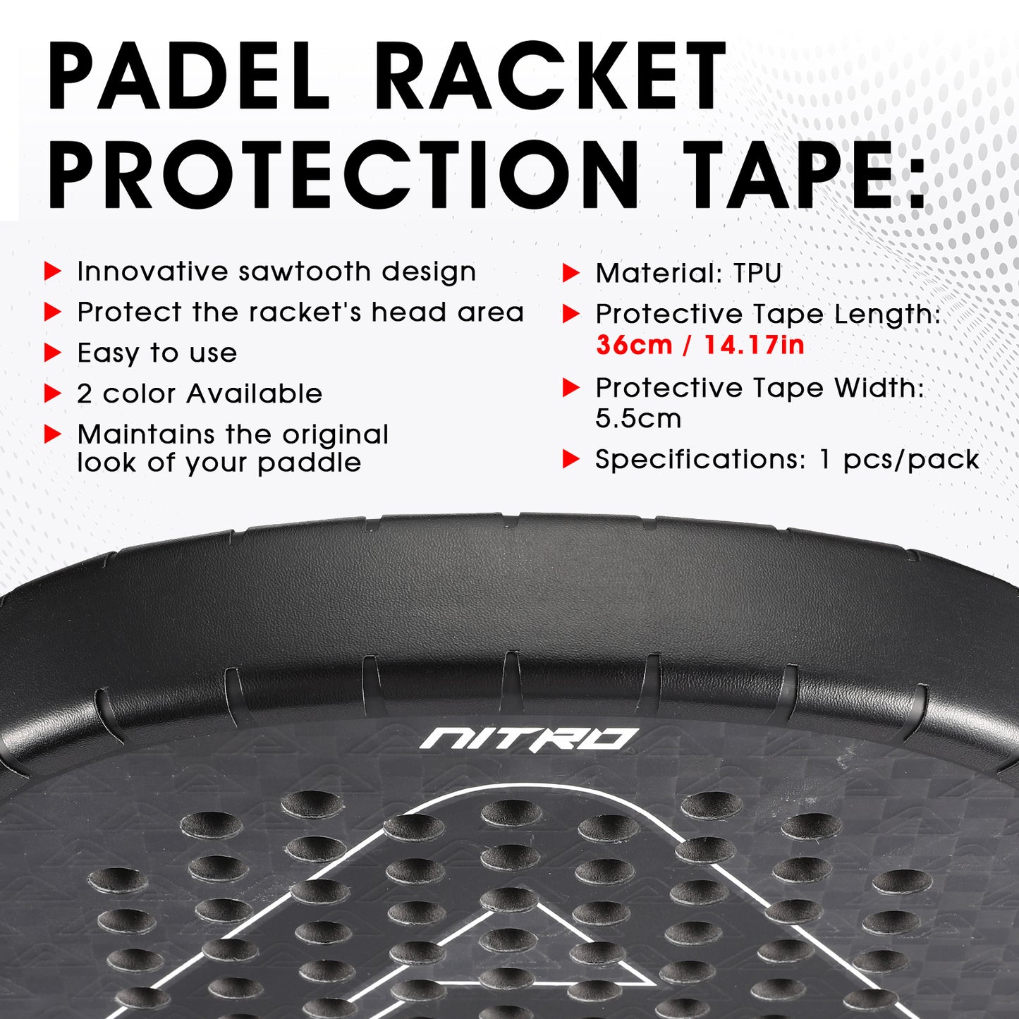 Protector de Pala de Pádel tipo Aleta AMA SPORT FP04 Negro
