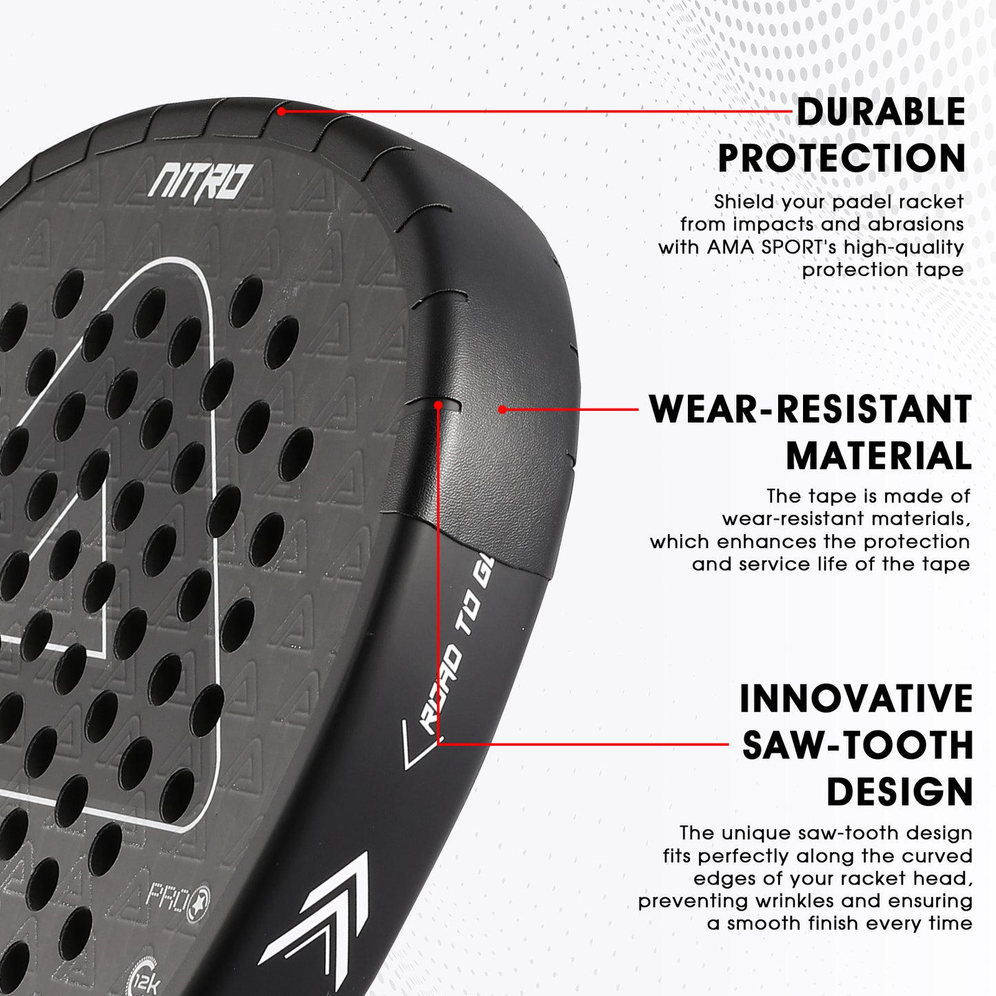 Protector de Pala de Pádel tipo Aleta AMA SPORT FP04 Negro