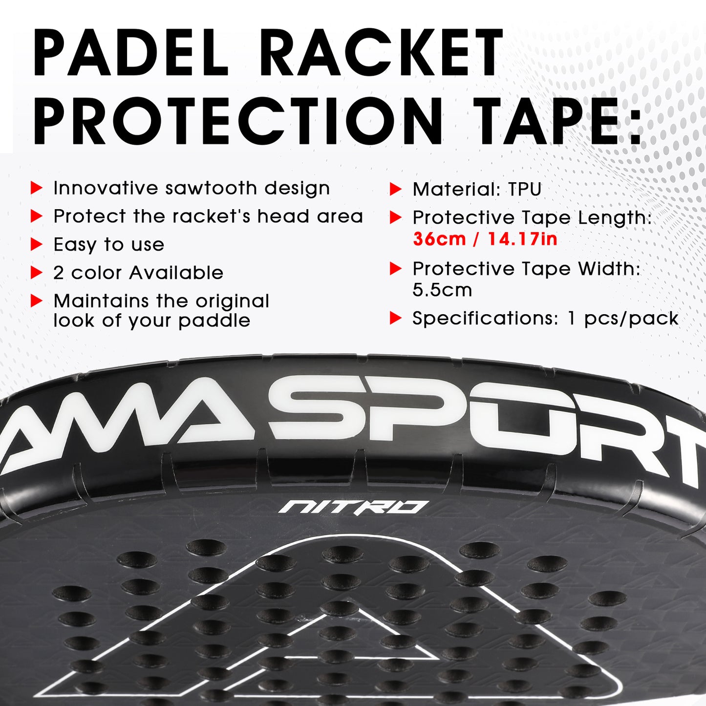 Protector de Pala de Pádel tipo Aleta AMA SPORT FP04 CLR