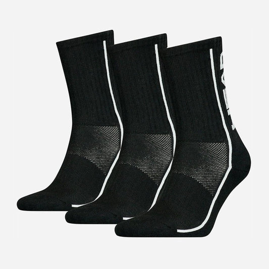 Calcetas Largas Head Performance En 3 Pares Unisex Negro - Detalles en Blanco 25 - 27cm