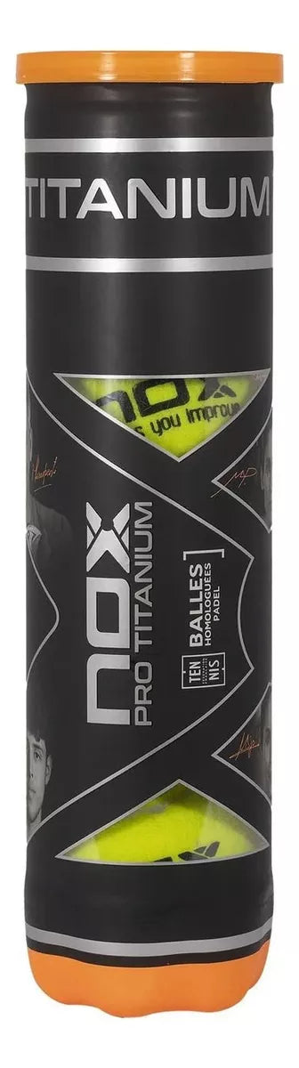 Pelota NOX PRO TITANUM 4 unidades por tubo.
