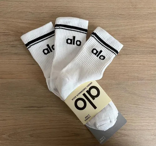 3 Pares De Calceta Alo Yoga Blanco/Negro