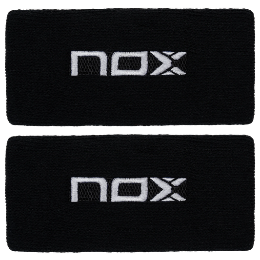 MUÑEQUERAS NOX LARGAS NEGRAS LOGO BLANCO