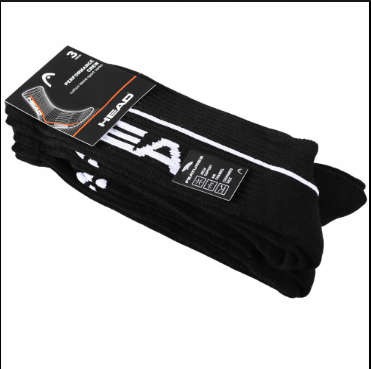 Calcetas Largas Head Performance En 3 Pares Unisex Negro - Detalles en Blanco 25 - 27cm