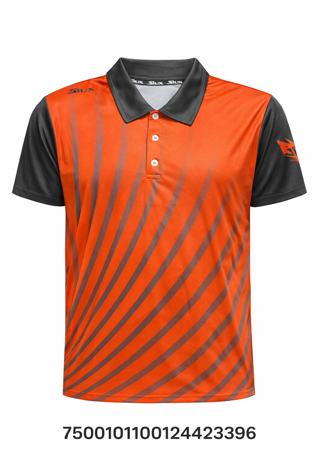 Playera SIUX Anaranjada/Negro estampado rayado