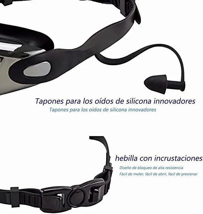 Gogles de Natacion Profesional sin fugas Proteccion UV Negros