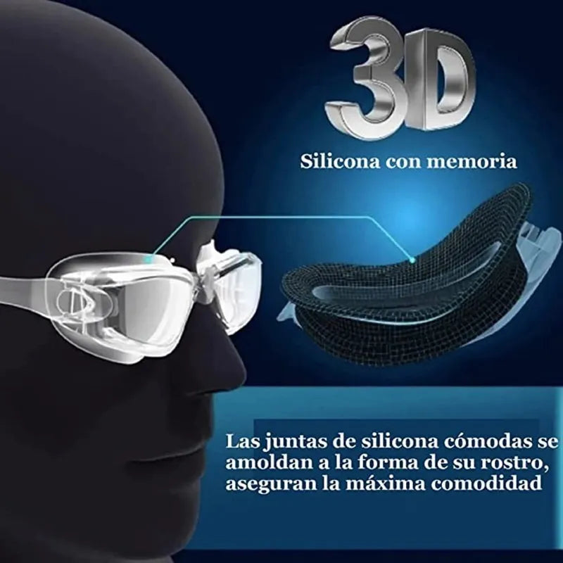 Gogles de Natacion Profesional sin fugas Proteccion UV Negros
