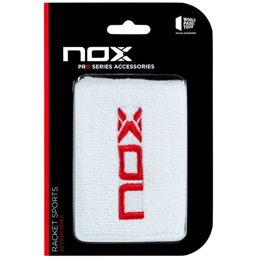 MUÑEQUERAS NOX BLANCAS LOGO ROJO