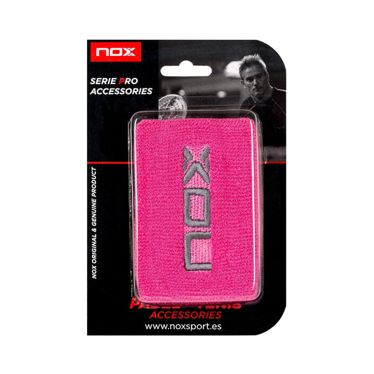 MUÑEQUERAS NOX ROSA LOGO EN BLANCO